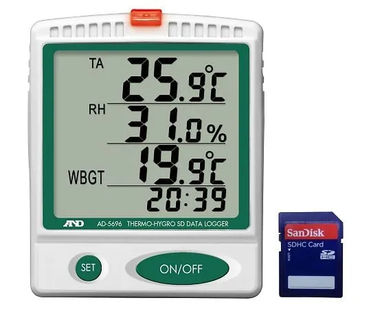64-4054-89　Temperature/Humidity SD Data Logger Heatstroke Index Meter/Heatstroke Indices Monitor General (ISO) Calibrated (test results report + Tresability System Diagram)　AD5696-00A00