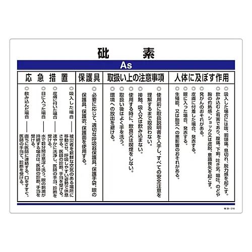 61-3383-87　［Discontinued］Designated Chemical Substance Related Sign Arsenic Special 38-316　35316