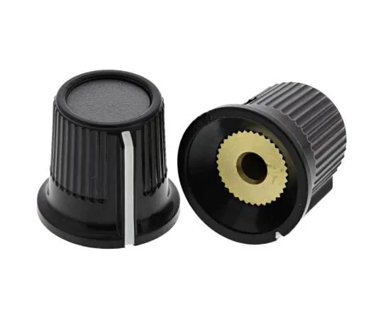 63-4748-10　RS Pro Potentiometer Knob, Grub Screw Type, 16mm Knob Diameter, Black, Grey, 3.2mm Shaft　259-6884