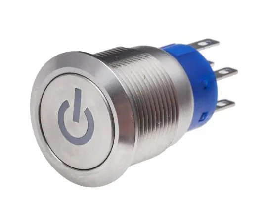 63-4661-51　RS PRO Double Pole Double Throw (DPDT) Latching Yellow LED Push Button Switch, IP67, 19 (Dia.)mm, Panel Mount, Power　111-5806