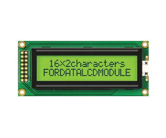 63-4681-47　Fordata FC1602B01-FHYYBW-51LE FC Alphanumeric LCD Alphanumeric Display, Green, Yellow on Yellow-Green, 2 Rows by 16　FC1602B01-FHYYBW-51LE
