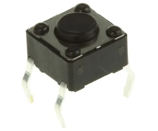 63-4777-06　Black Button Tactile Switch, Single Pole Single Throw (SPST) 50 mA @ 12 V dc 0.8mm　DTS61KV