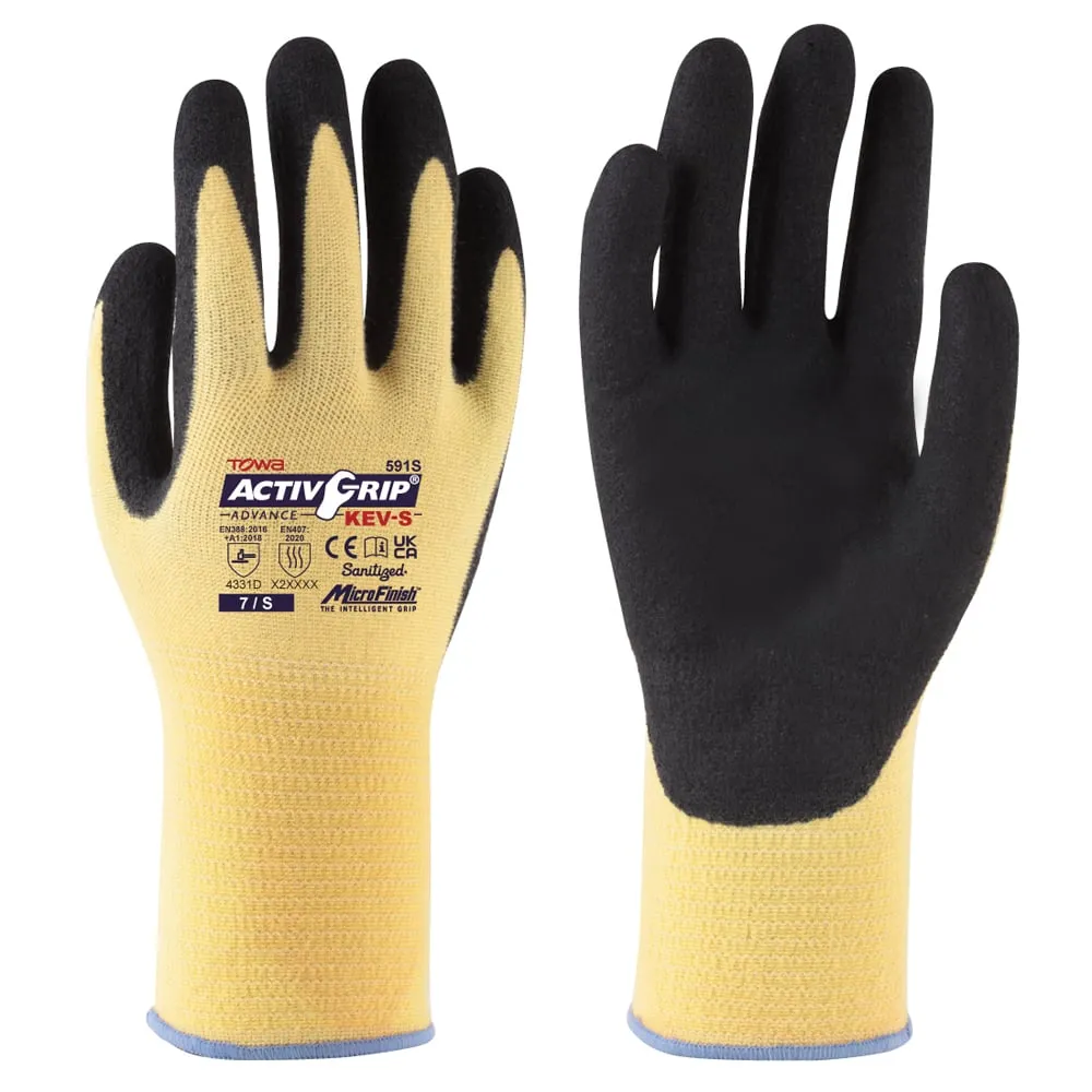67-8771-13　Cut Resistant Gloves ActivGripAdvance KEV-S S 1 Bag (12 Pairs)　591S-S