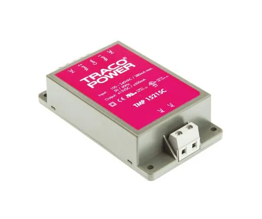 63-4924-45　TRACOPOWER 15W Dual Output Embedded Switch Mode Power Supply SMPS, 500mA, ±15V dc Encapsulated　TMP 15215C