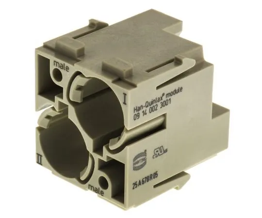 63-4771-63　Han-Modular Series Male Module, 2 Way, Rated At 10A, 50 V, Han Quintax　9140023001