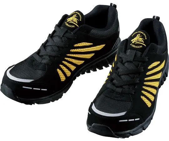 64-0987-69　Safety Shoes Lace-Up Type Black x Yellow 25.0 cm　S4161