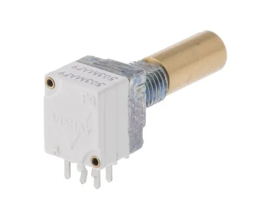 63-4838-41　Vishay 2 Gang Rotary Conductive Plastic Potentiometer with a 6 mm Dia. Shaft, 50kΩ, ±20%, 0.05W, Linear　P9A2R100FISX1503MA