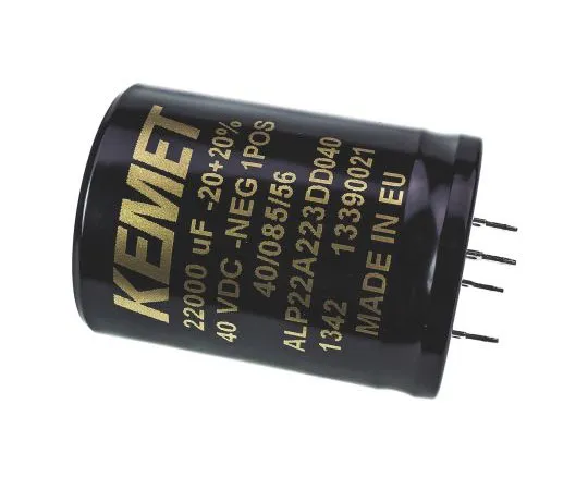 63-4737-86　KEMET 22000μF 40V dc Aluminium Electrolytic Capacitor, Through Hole 40 x 55mm +85°C 40mm 55mm　ALP22A223DD040