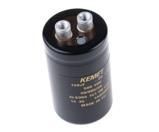 63-4778-29　KEMET 150μF 500V dc Aluminium Electrolytic Capacitor, Chassis Mount 36 x 62mm +85°C 36mm 62mm　ALS30A151DB500