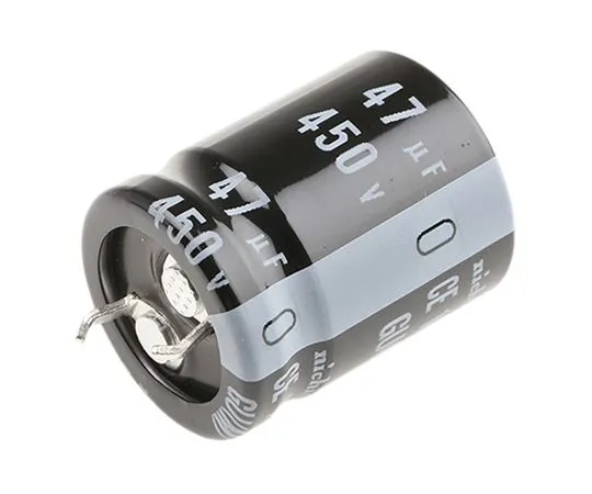 63-4827-94　Nichicon 47μF 450V dc Aluminium Electrolytic Capacitor, Through Hole 20 (Dia.) x 25mm +105°C 20mm 10mm　LGU2W470MELY