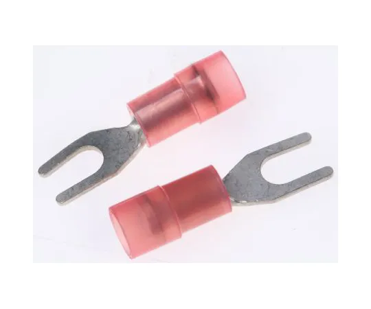 63-4750-42　RS PRO Insulated Crimp Spade Connector, 0.5mm² to 1.5mm², 22AWG to 16AWG, M3.5 (#6) Stud Size Nylon, Red　267-3701