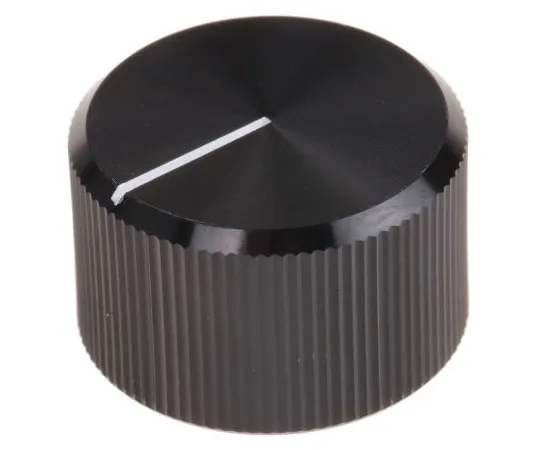63-4803-55　RS Potentiometer Knob, Grub Screw Type, 20mm Knob Diameter, Black, 6.4mm Shaft　465-9858