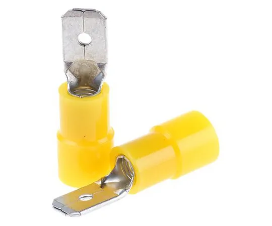 63-4891-42　RS PRO, Yellow Insulated Crimp Tab Terminal, 4mm² to 6mm², 12AWG to 10AWG, 0.8 x 6.35mm　613-9693