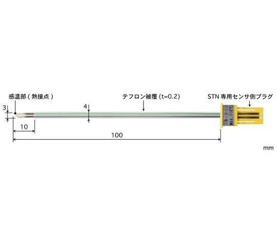 65-3531-08　Tape Type Multipurpose Temperature Sensor Replacement Type STN Series 5 Pieces/1 Set -50~210°C Standard Type Sharpe 100 mm E Type　STN-11E-010