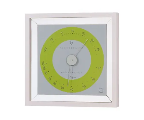 61-6864-73　［Discontinued］Livi Thermo-Hygrometer 160 x 160 x 28mm 300G (Clear Box) Green　LV-4403