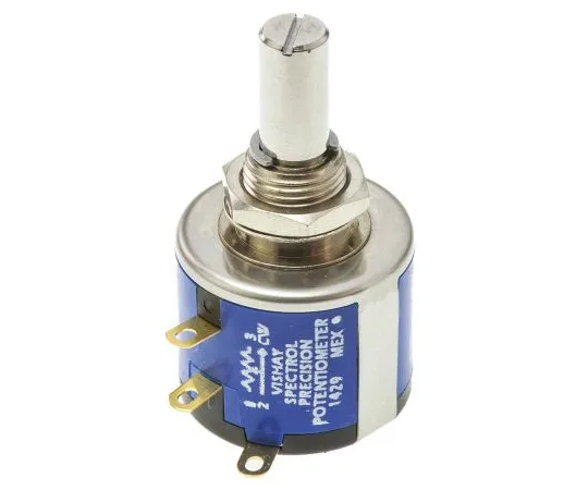 63-4800-26　Vishay 535 Series Wirewound Potentiometer with a 6.35 mm Dia. Shaft 5-Turn, 1kΩ, ±5%, 1.5W, ±20ppm/°C, Panel Mount　535B1102JC