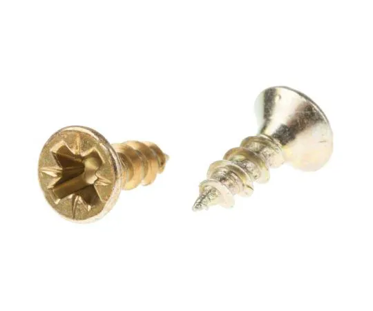 63-4690-53　Pozidriv Countersunk Steel Wood Screw Yellow Passivated, Zinc Plated, 3.5mm Thread, 12mm Length　144-3472