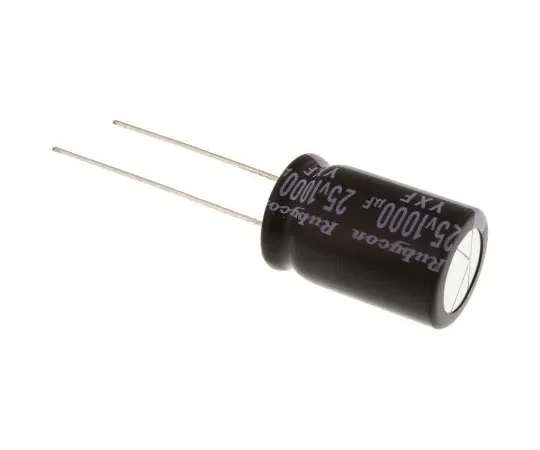63-4721-57　Rubycon 1000μF 25V dc Aluminium Electrolytic Capacitor, Through Hole 12.5 (Dia.) x 20mm +105°C 12.5mm 5mm　25YXF1000M12.5X20