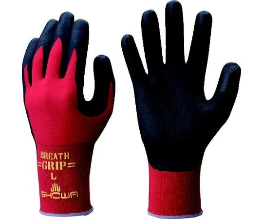 67-6859-34　Nitrile Rubber Unlined Gloves NO380R Breath Grip Type R Red L Size　NO380R-LR