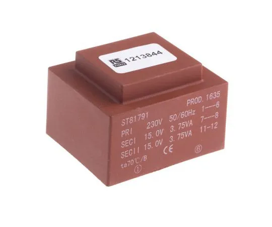 63-4665-02　2 x 15V ac 2 Output PCB Mount PCB Transformer, 7.5VA　121-3844