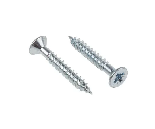 63-4690-81　Pozidriv Countersunk Steel Wood Screw Bright Zinc Plated, No. 12 Thread, 1.1/2in Length　144-3505