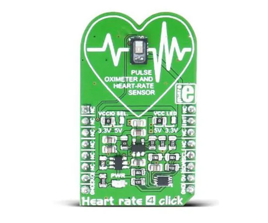 63-4689-49　MikroElektronika MIKROE-2510, Heart-Rate 4 Click Heart Rate Sensor mikroBus Click Board for MAX30101 for Wearable　MIKROE-2510