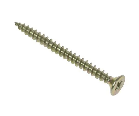 63-4690-67　Pozidriv Countersunk Steel Wood Screw Yellow Passivated, Zinc Plated, 6mm Thread, 50mm Length　144-3490
