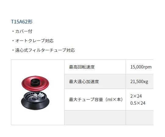 1-1871-12　［Discontinued］Rotor for High-Speed Desktop Micro Centrifuge 2mL x 24, 0.5mL x 24　T15A62
