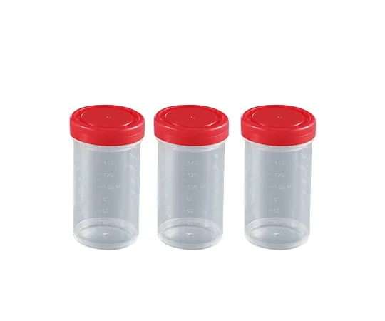 2-3259-05　Food Specimen Container (Screw Cap Type) 160mL Red 100 Pieces　28800EO