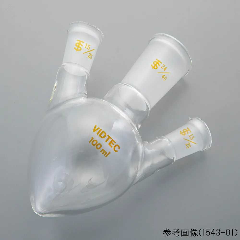 65-6816-94　Three-necked Pear-Shaped Flask 100 mL 24/40-15/25　1543-01