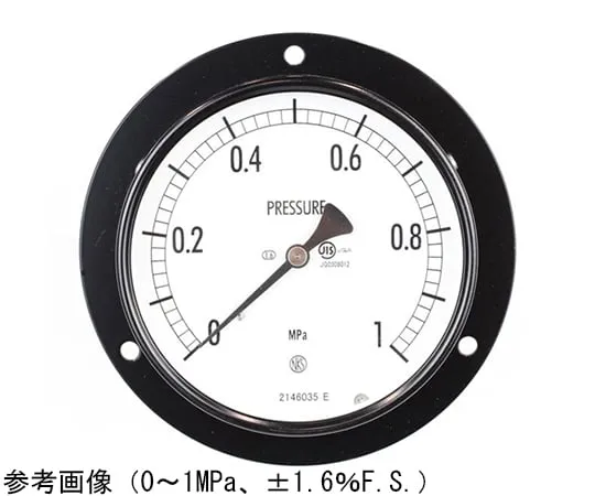 65-4281-86　Normal Pressure Gauge (Φ100) Recessed D Frame (Mounting Hole) -0.1~0.1 MPa　AE15-233