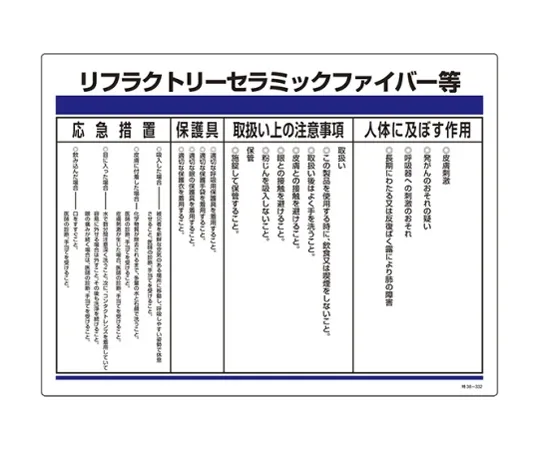 61-9939-92　［Discontinued］Specified Chemical Substance Related Sign (Special 38-332) Refractory Ceramic Fiber, Etc.　38-332
