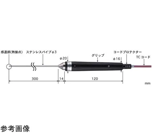 65-3533-16　［Out of stock］Semi-Solid Substance/Liquid General Temperature Sensor BS Series with ISO Document Set -200~500°C Outer Diameter 3φ 30 mm E Type　BS-31E-030-TC1-ASP