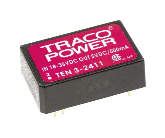 63-4732-58　TRACOPOWER TEN 3 3W Isolated DC-DC Converter Through Hole, Voltage in 18 → 36 V dc, Voltage out 5V dc　TEN 3-2411