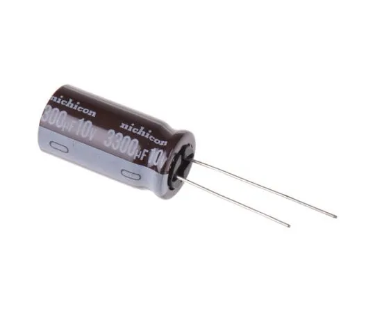 63-4845-55　Nichicon 3300μF 10V dc Aluminium Electrolytic Capacitor, Through Hole 12.5 (Dia.) x 25mm +105°C 12.5mm 5mm　UPS1A332MHD