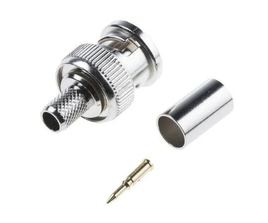 63-4874-86　RS Pro Straight 75Ω Cable Mount BNC Connector, Plug, Nickel, Crimp Termination, RG59　546-4869