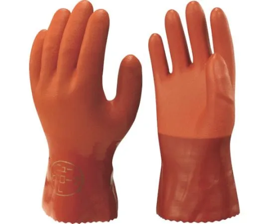 67-6859-46　Vinyl Chloride Gloves No612 New Vinyl Robe 2 Pairs Pack Orange L Size　NO612-L