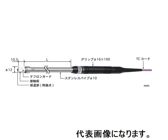 67-6308-29　Temperature Sensor for Static Surfaces Contact Support Type φ12 Teflon Guard (Low Temperature/Grounding) Straight Type K Pipe L: 30 Mini Plug　AX-311K-00-1-TC1-ANP