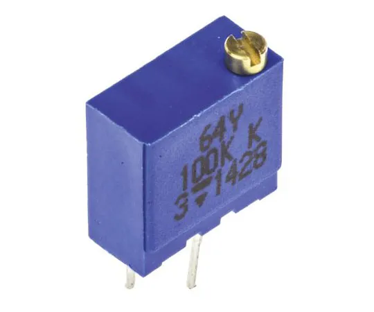 63-4697-34　Vishay 64Y Series 19 (Electrical), 22 (Mechanical)-Turn Through Hole Trimmer Resistor with Pin Terminations, 100kΩ　M64Y104KB40