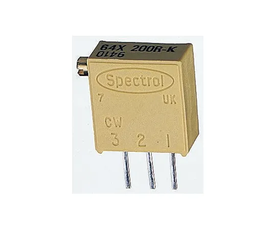 63-4697-23　Vishay 64X Series 19 (Electrical), 22 (Mechanical)-Turn Through Hole Trimmer Resistor with Pin Terminations, 200Ω ±10%　M64X201KB40