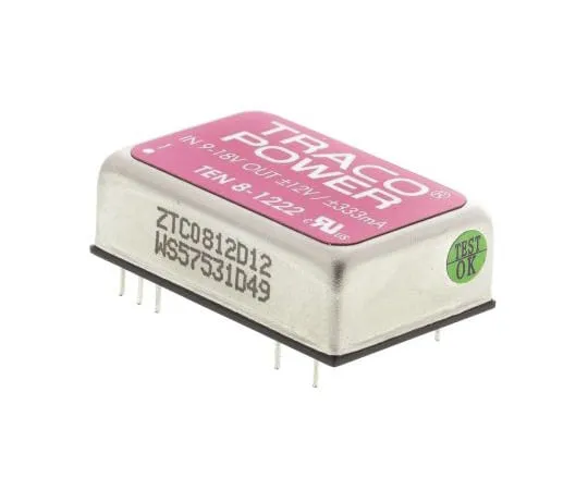 63-4790-79　TRACOPOWER TEN 8 8W Isolated DC-DC Converter Through Hole, Voltage in 9 → 18 V dc, Voltage out ±12V dc　TEN 8-1222