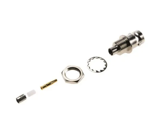 63-4755-95　Radiall Straight 75Ω Panel Mount Bulkhead Fitting BNC Connector, jack, Nickel, Crimp Termination, RG179, RG187　R142306503W