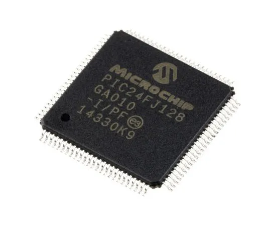 63-4896-07　Microchip, 16bit PIC Microcontroller, 32MHz, 128 kB Flash, 100-Pin TQFP　PIC24FJ128GA010-I/PF