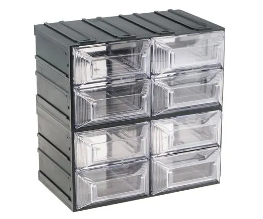 63-4740-65　RS PRO Transparent, Plastic 8 Drawer Storage Unit, 208mm x 208mm x 132mm　TV1000016