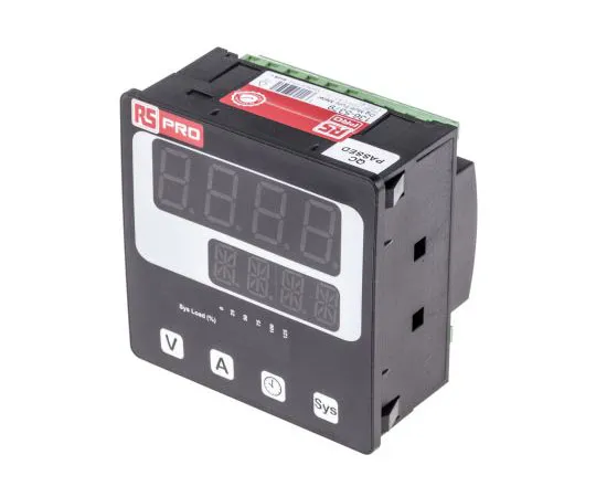 63-4688-57　RS Pro LED Digital Panel Multi-Function Meter for AC Current, AC Voltage, Frequency, Hour, RPM, 92mm x 92mm　136-5379