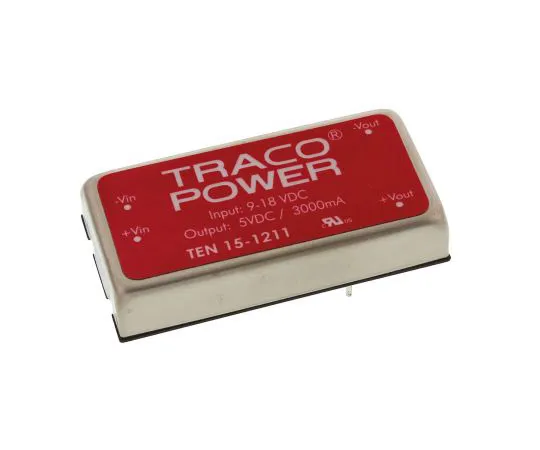 63-4793-54　TRACOPOWER TEN 15 15W Isolated DC-DC Converter Through Hole, Voltage in 9 → 18 V dc, Voltage out 5V dc　TEN 15-1211