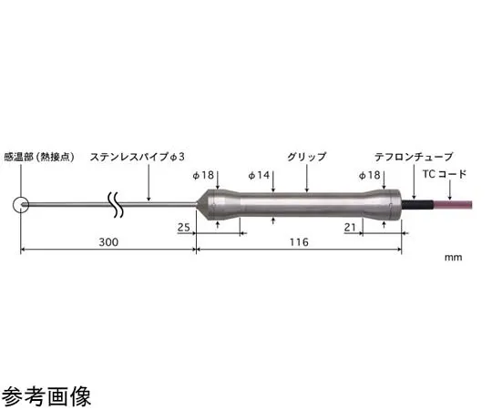 65-3530-16　HACCP Food Center Temperature Sensor BC Series -200~300°C Response Speed (sec): 3　BC-31E-030-TC1-ASPC