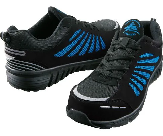 64-0987-75　Safety Shoes Lace-Up Type Black x Blue 25.0 cm　S4161