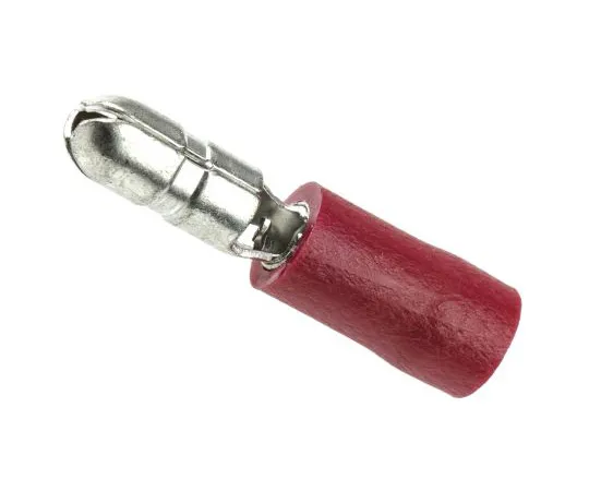 63-4896-51　RS PRO Insulated Male Crimp Bullet Connector, 0.5mm² to 1.5mm², 22AWG to 16AWG, 4mm Bullet diameter, Red　624-1342