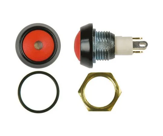 63-4717-92　ITW Single Pole Single Throw (SPST) Momentary Red LED Miniature Push Button Switch, 13.6 (Dia.)mm, Panel Mount　59-412R